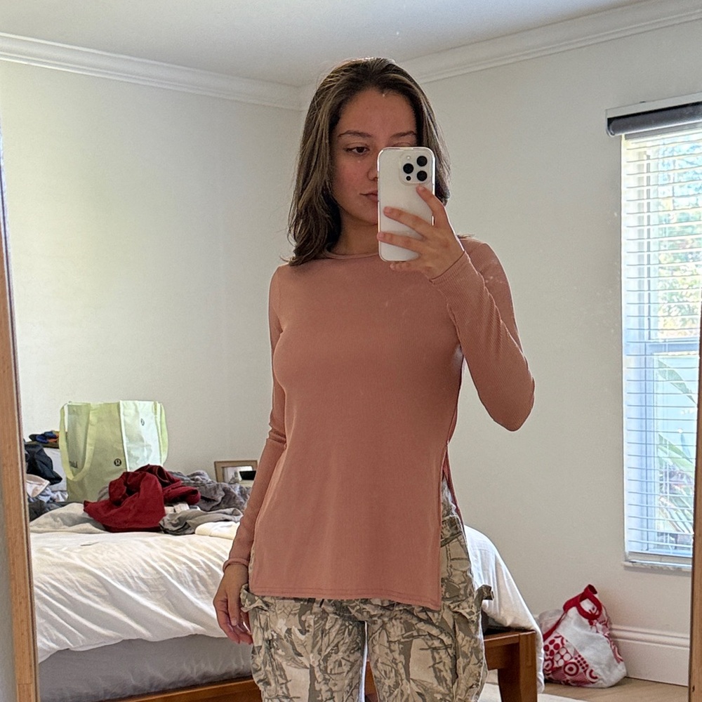Boohoo Dusty Pink Long Sleeve Top